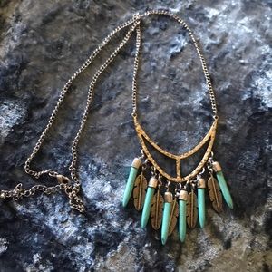 Turquoise & Feather Necklace